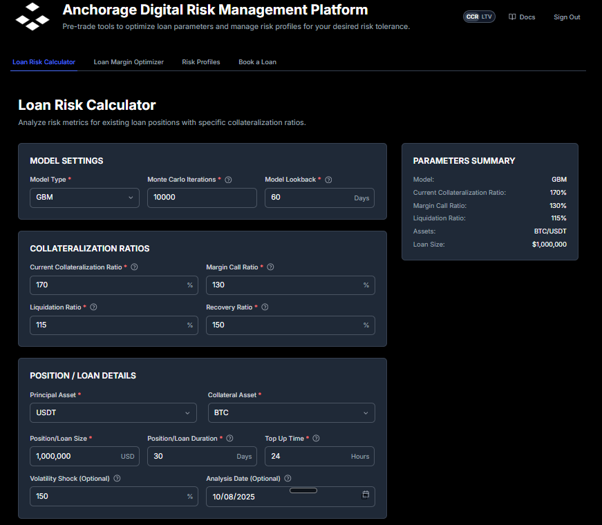 Anchorage Risk Simulation Platform